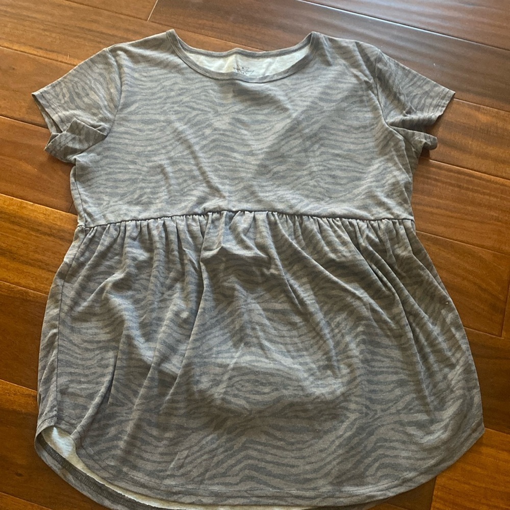 Crazy Train Zebra Print Babydoll Top. Size Medium.